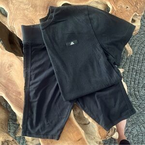 Adidas black matching shirt and shorts set